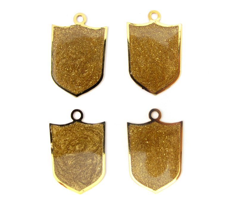 Enamel Resin Gold Glitter Shield Gold Plated Disney Charms Brooklyn Charm
