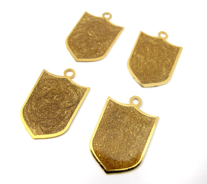 Enamel Resin Gold Glitter Shield Gold Plated Disney Charms Brooklyn Charm