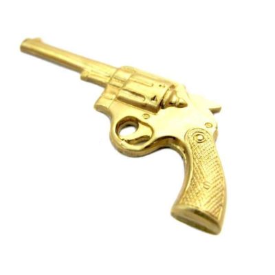 Large Brass Pistol Gun Charm - no hole