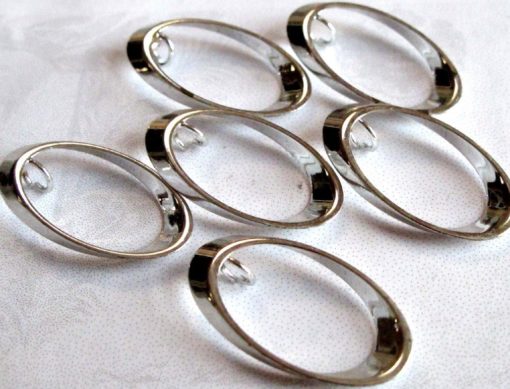 Silver Plated Oval Loop with Bail Charms (12X)