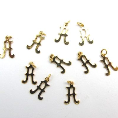 tiny gold plate alphabet charm vintage A