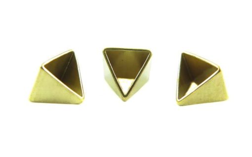 Tiny Raw Brass Pyramid Triangle Tube Charms