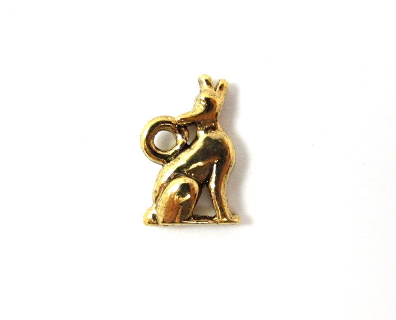 Vintage Antiqued Gold Plated Howling Wolf Charms