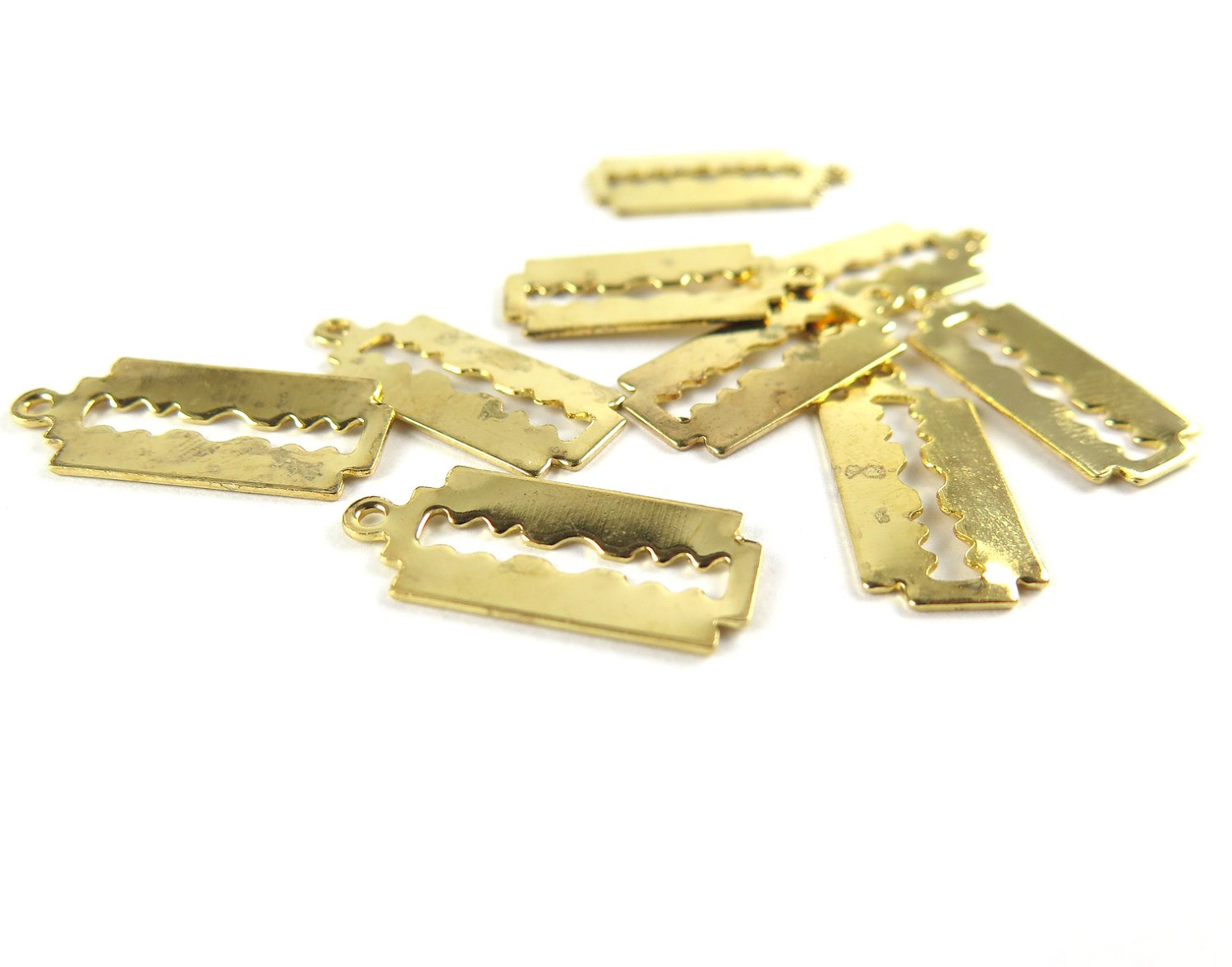 Razor Blade Necklace ~ brass or plated brass ~ Custom Engraving