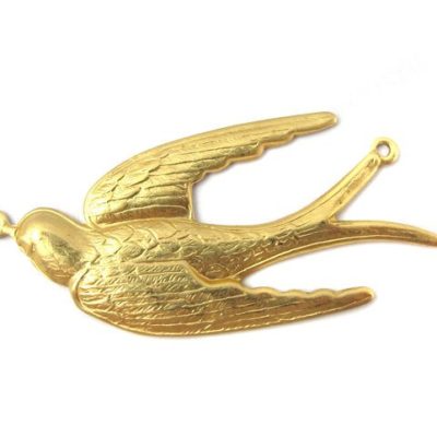 Brass Flying Sparrow Bird Pendant