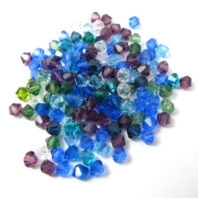 blue mix of Swarovski bicone beads