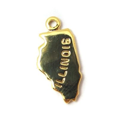 Engraved Tiny GOLD Plated on Raw Brass Illinois State