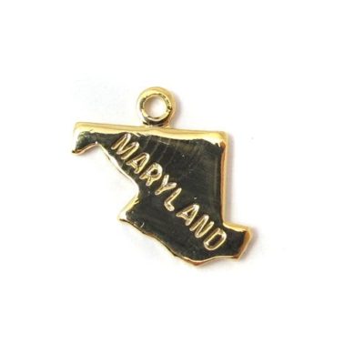 Engraved Tiny GOLD Plated on Raw Brass Maryland State Charms
