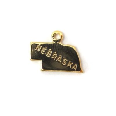 Engraved Tiny GOLD Plated on Raw Brass Nebraska State Charms