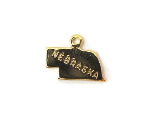 Engraved Tiny GOLD Plated on Raw Brass Nebraska State Charms