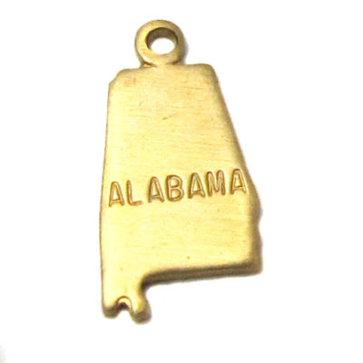 engraved brass Alabama state charm