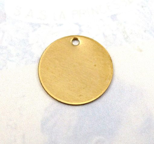 Raw Brass Engraving Circle Charms - with hole