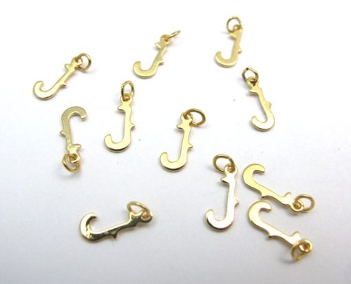 Tiny Gold Plated Alphabet Letter J charm