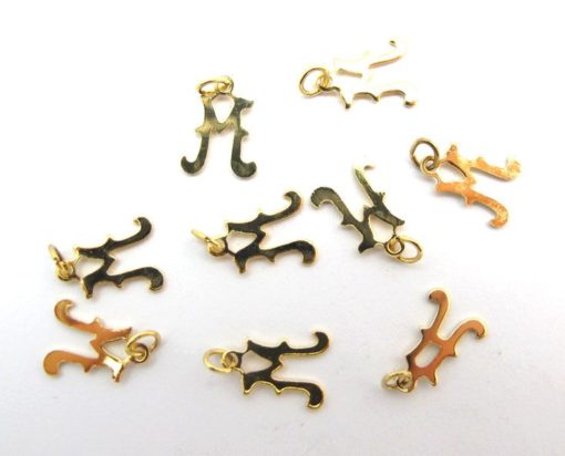 Tiny Gold Plated Alphabet Letter M charm