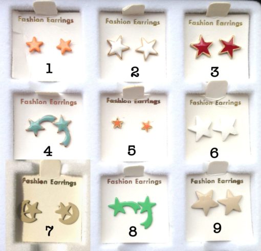 Vintage Enamel Stud Earring Star Collection - You Choose