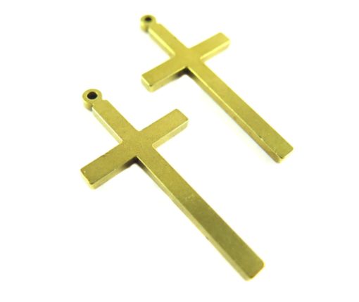 Vintage Raw Brass Engraving Cross Pendants