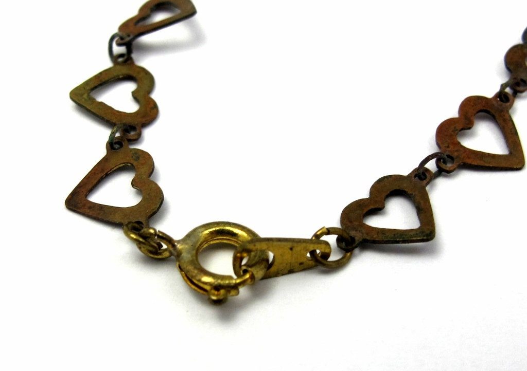 Vintage Rusted Brass Heart Connector Chain Necklaces (2X) (C583 ...