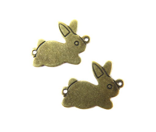 antiqued brass double bail bunny charms