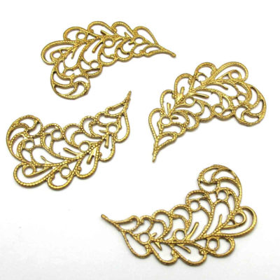 Brass Filigree Leaf Pendant