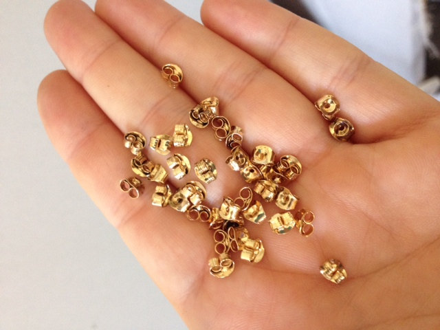 Vintage Brass Stud Earring Findings For Small Stones