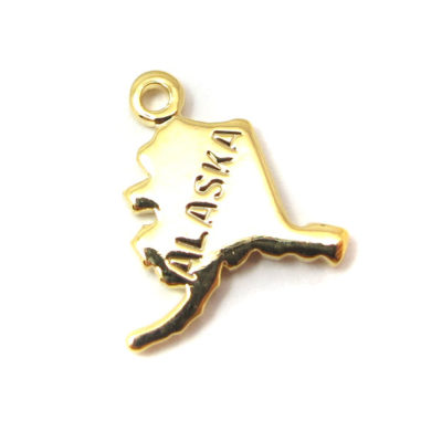 Engraved Tiny GOLD Plated on Raw Brass Alaska State Charms