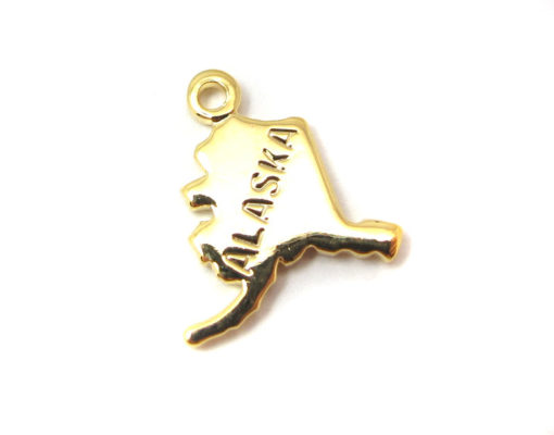 Engraved Tiny GOLD Plated on Raw Brass Alaska State Charms