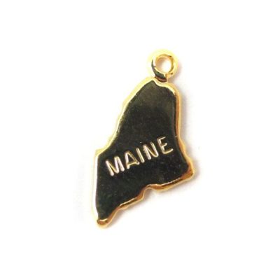 Engraved Tiny GOLD Plated on Raw Brass Maine State Charms
