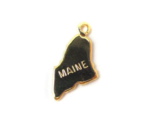 Engraved Tiny GOLD Plated on Raw Brass Maine State Charms