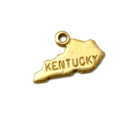 Engraved - Tiny Raw Brass Kentucky State Charms