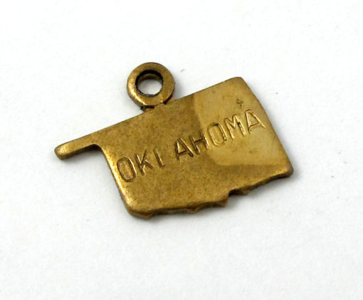 Engraved - Tiny Raw Brass Oklahoma State Charms