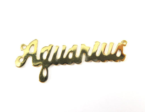 Gold Plated Astrological Name Plate Pendants - Aquarius