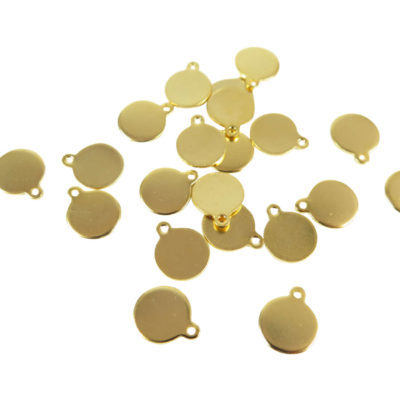 Gold Plated Engraving Circle Charms