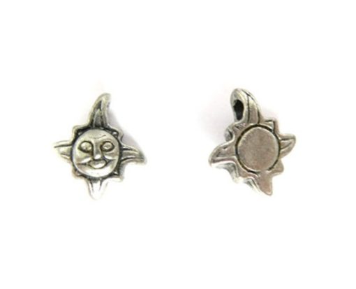 small silver sun charms with face