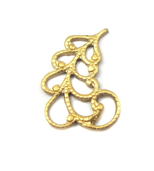 brass filigree right facing leaf pendant
