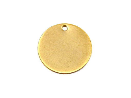 Raw Brass Engraving Circle Charms - with hole - 16mm (6X) (M625)