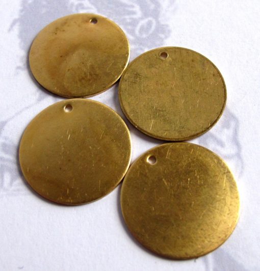Raw Brass Engraving Circle Charms - with hole - 23mm