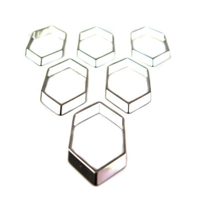 Rhodium Plated Geometric Honeycomb Shaped Charms