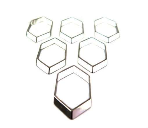 Rhodium Plated Geometric Honeycomb Shaped Charms