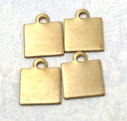 Small Brass Engraving Square Charms
