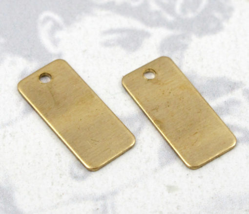 Small Brass Rectangle Engraving Tag Charms (12X) (M698)