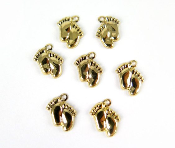 Small Gold Plated Hang Ten Foot Charms