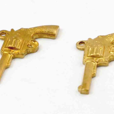 Small Orange Brass Pistol Gun Charm