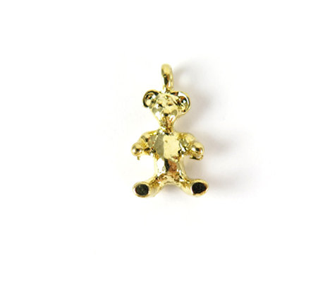 Small Vintage Gold Plated Teddy Bear Charms