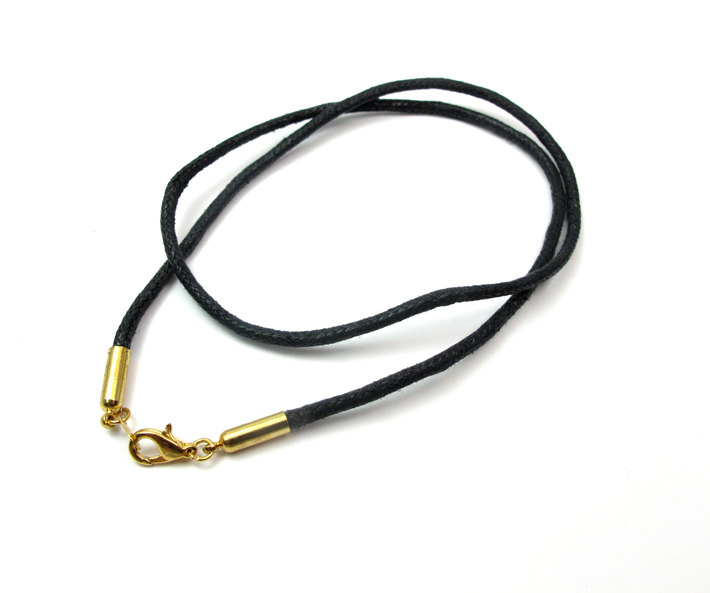 Black cord with 14K gold clasp to use as necklace, necklaces, rope necklaces