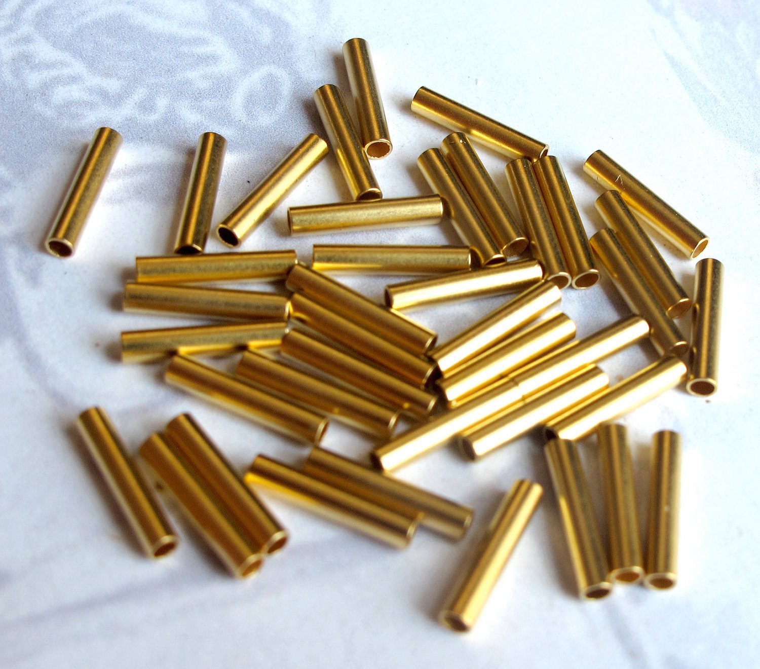 Vintage Matte Gold Plated Tube Beads