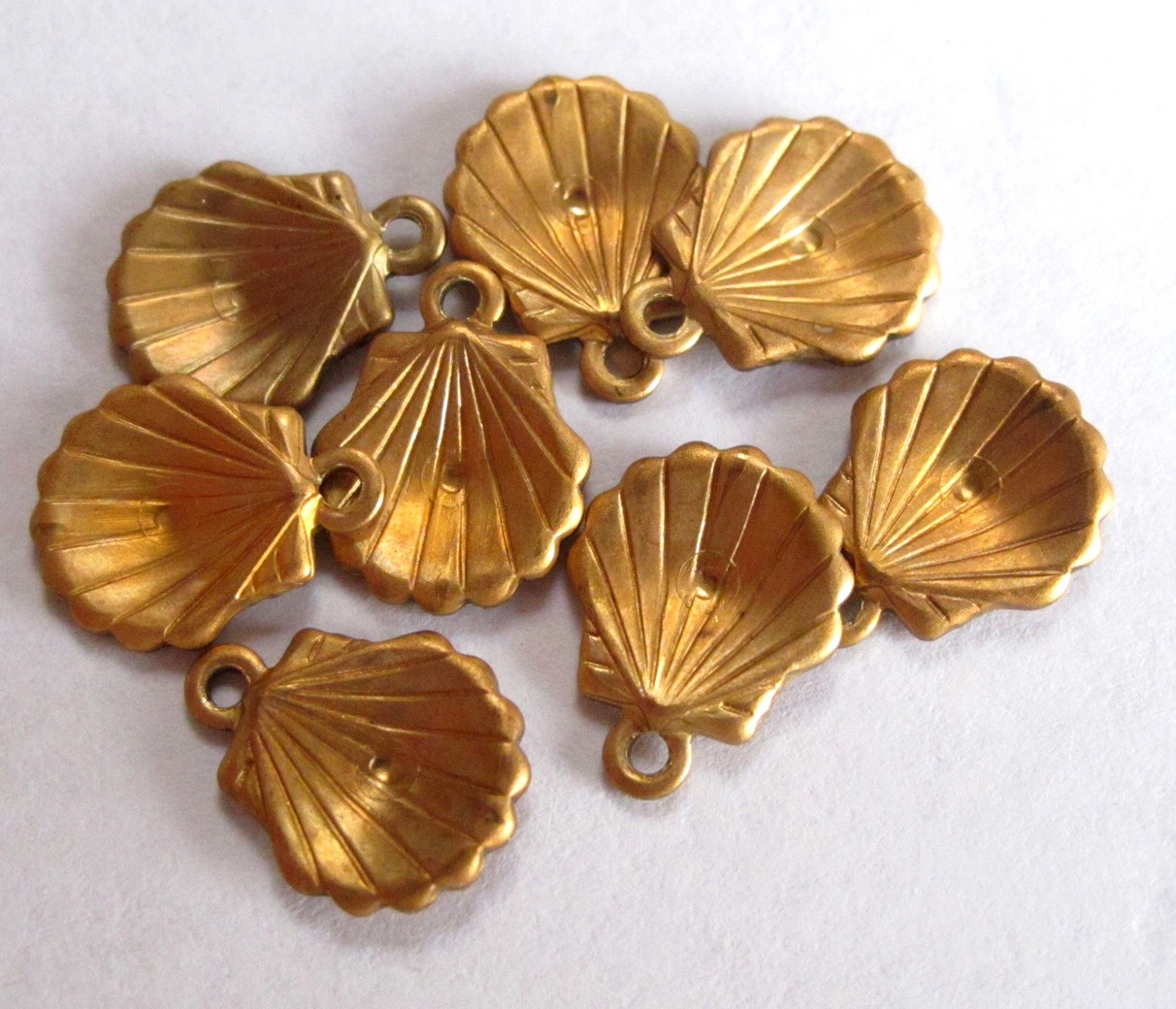 Vintage Brass Clam Shell Charms
