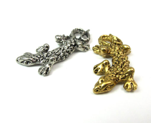 Antiqued Rhodium Plated Pewter Lizard Charms