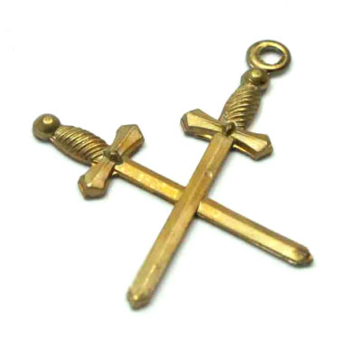 Brass Crossed Sabers Charms