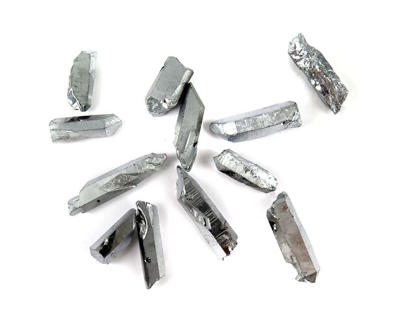Silver Titanium Coated Quartz Rock Beads