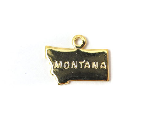 Engraved Tiny GOLD Plated on Raw Brass Montana State Charms